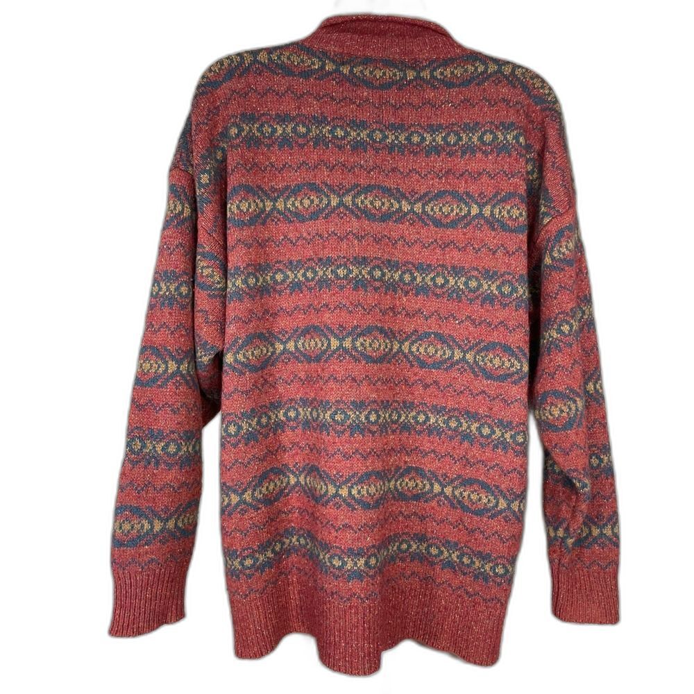 Silk Angora Stone Canyon Sweater W/ L Red Fair Isle Mock Neck excellent vintage - Picture 3 of 12